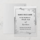 Elégant Feuille Argent Design Enregistrer La Carte (Devant / Derrière)