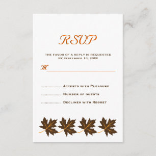 Élégant feuille brun mariage de automne RSVP