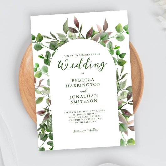 Élégant Feuille de feuillage Faire-part de mariage