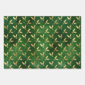Élégant feuille d'or vert mistletoe motif festif (Devant)
