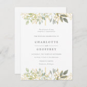 Élégant feuille et faire-part de mariage or (Devant / Derrière)