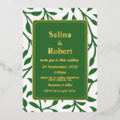 Élégant Feuille Foil Invitation (Recto)