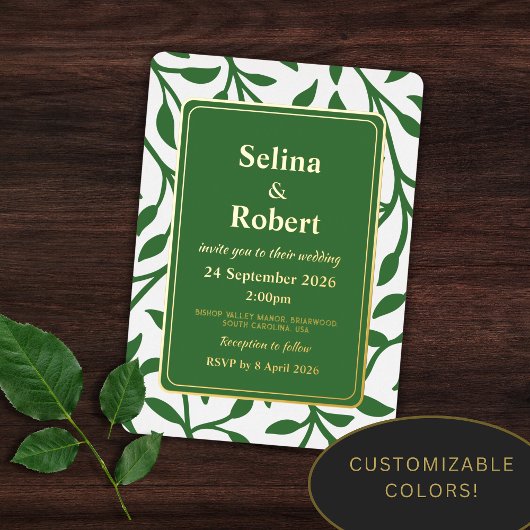 Élégant Feuille Foil Invitation