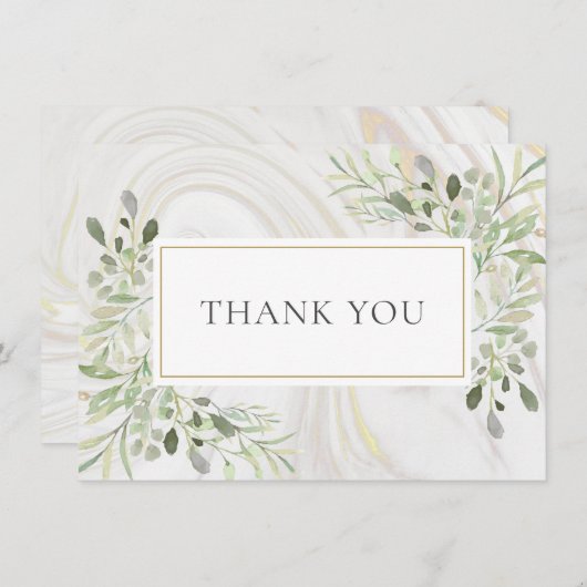 Élégant Feuille Merci en marbre (Devant / Derrière)