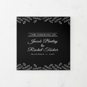 Élégant Feuille noir & blanc Mariage Tri-Fold Invi (Protection)