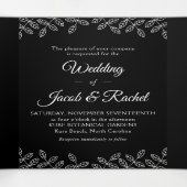 Élégant Feuille noir & blanc Mariage Tri-Fold Invi (Intérieur au milieu)