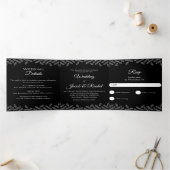 Élégant Feuille noir & blanc Mariage Tri-Fold Invi (Intérieur)