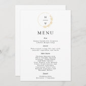Elégant feuille or Monogramme Menu (Devant / Derrière)