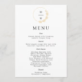 Elégant feuille or Monogramme Menu (Devant)