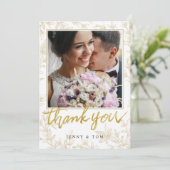 Élégant Feuille Photo Carte de remerciements de ma (Debout devant)