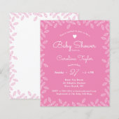 Élégant Feuille rose Baby shower floral Invitation (Devant / Derrière)