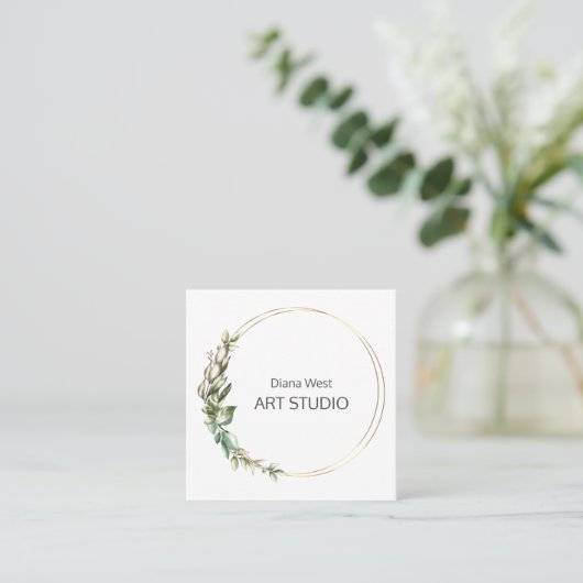 Élégant Feuille vert moderne Carte de visite (Debout devant)