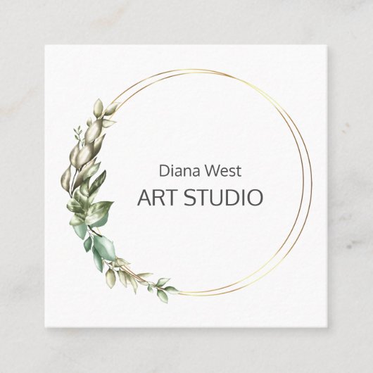 Élégant Feuille vert moderne Carte de visite (Devant)