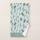 Élégant Feuille vert Motif de nature botanique (Serviette à main)
