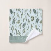 Élégant Feuille vert Motif de nature botanique (Gant de toilette)