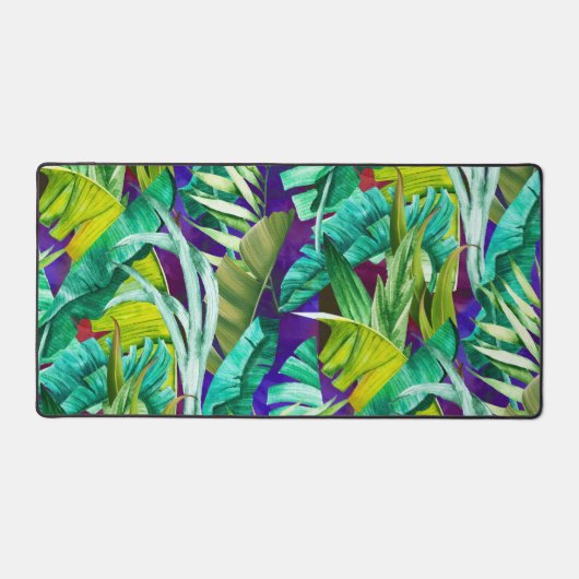 Élégant feuille vert tropical violet motif (Recto)