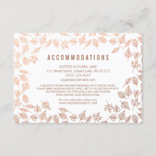 Elégant Feuilles Automne Cuivre Carte d'Hébergemen