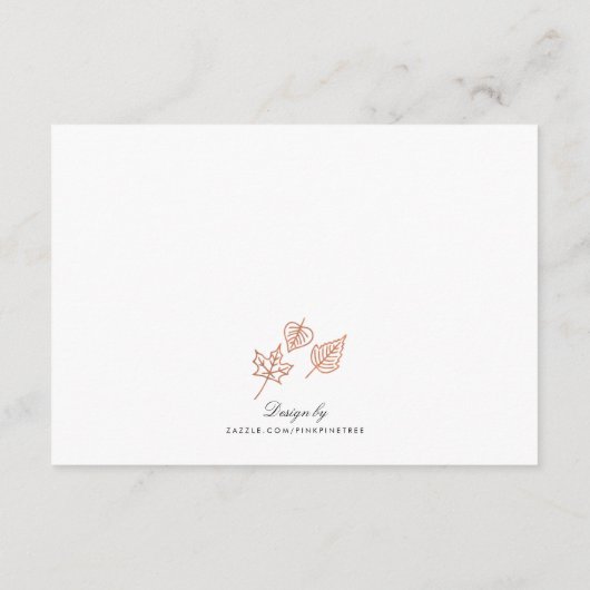 Elégant Feuilles Automne Cuivre Carte d'Hébergemen (Dos)