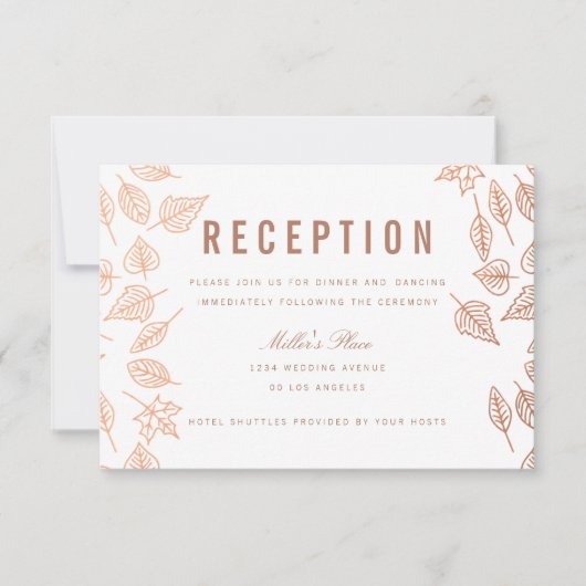 Élégant Feuilles d'automne Carte de réception en c (Devant)