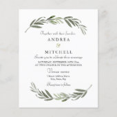 Elégant Feuilles de verdure Budget Mariage Inviter (Devant)