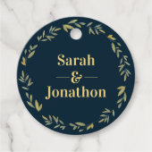 Élégant Feuilles d'or couronnes mariage étiquettes (Devant)