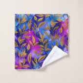 Elégant Feuilles or violet bleu Motif design (Gant de toilette)
