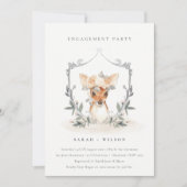 Élégant Fiançailles de cerf mignon Invitation (Devant)