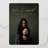 Élégant Fiançailles de script Foil Faire-part phot (Recto)