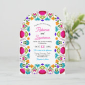 Elegant fiesta wedding white qr code arched kaart (Staand voorkant)