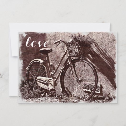 Elegant  fiets Love Wedding Invitations Kaart (Voorkant)