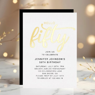 Elegant Fifty 50ste verjaardag Goud Folie Uitnodiging