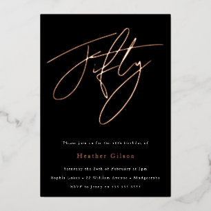 Elegant Fifty: 50ste verpartij Roze Goud Folie Uitnodiging