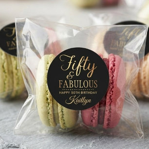 Elegant Fifty en Fabulous! 50ste Verjaardagsfeest Ronde Sticker