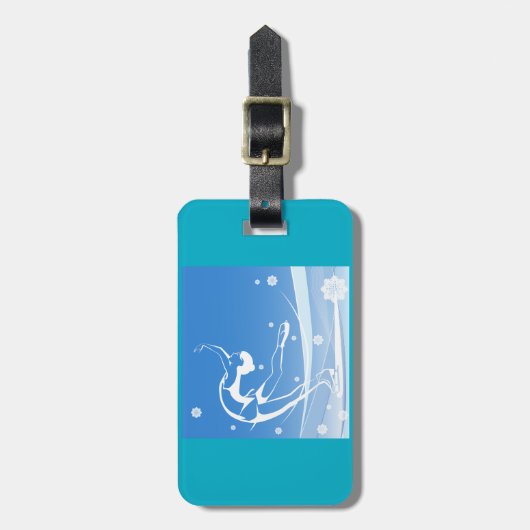 Elegant Figure Skater Silhouette Snowflakes Bagagelabel (Voorkant verticaal)
