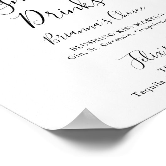 Elegant fijne herfst bloemige signature drankjes b poster (Hoek)