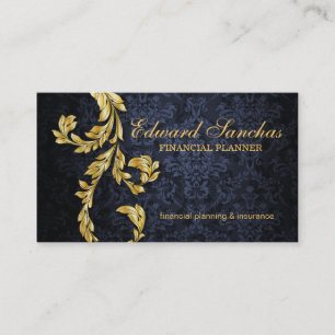 Elegant Financial Planner Gold Leaf Navy Blue Visitekaartje