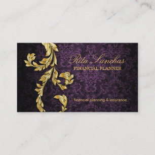 Elegant Financial Planner Gold Leaf Paars Visitekaartje