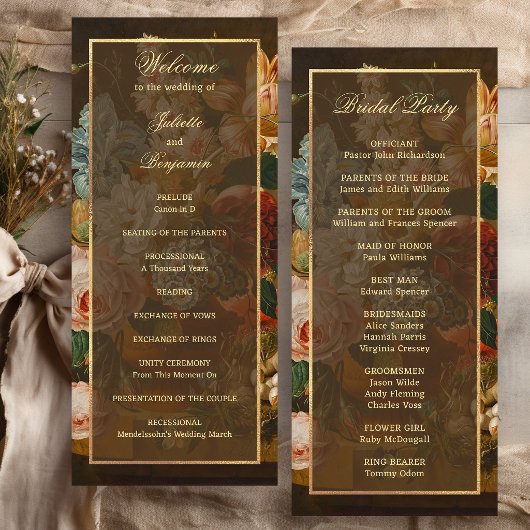 Elegant Fine Art Floral Still Life Wedding Programma