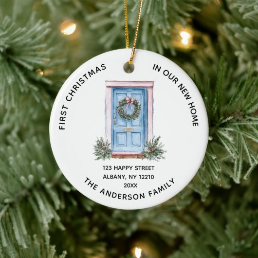 Elegant First Christmas In Our New Home Photo Keramisch Ornament (Boom)
