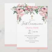 Elegant First Community Pink Floral Name Kaart (Voorkant / Achterkant)