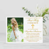 Elegant First Heilige Communauteit Foto Gold Kaart (Staand voorkant)
