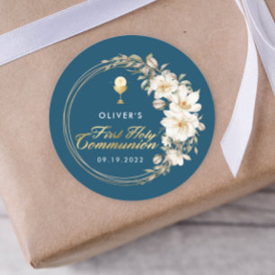 Elegant First Heilige Communie Ronde Sticker