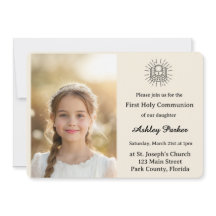 Elegant First Holy Communion Photo Invitation