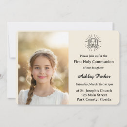 Elegant First Holy Communion Photo Invitation Kaart
