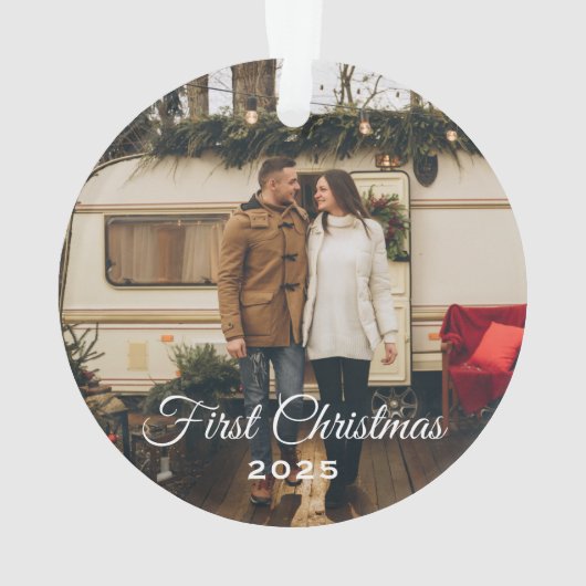 Elegant First Kerstfoto Keepomwille Ornament (achterkant)