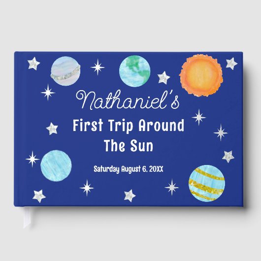 Elegant First Trip Around The Sun Boy's Birthday Gastenboek (Voorkant)
