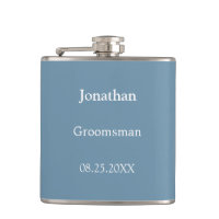 Élégant flacon de Groomsman personnalisé Dusty Blu