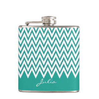 Élégant flacon Turquoise Chevron personnalisé