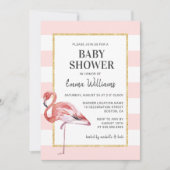 Elégant Flamant rose rose bébé douche Invitations (Devant)