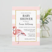 Elégant Flamant rose rose bébé douche Invitations (Debout devant)